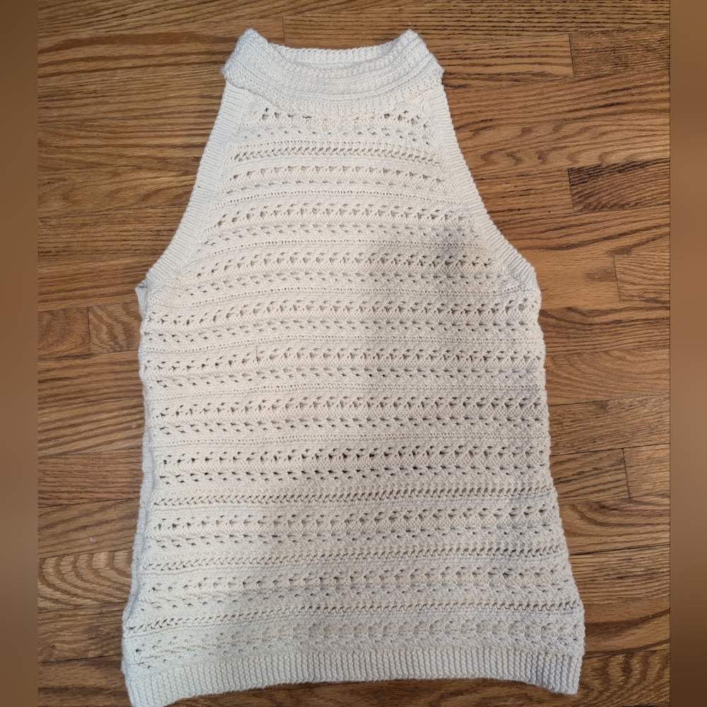 Banana Republic Cotton Cream Sleeveless Knit Top Size M